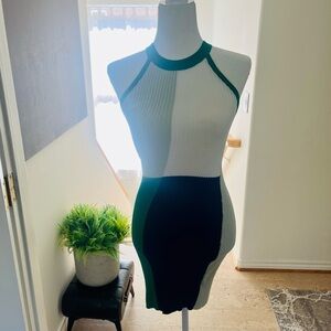 Colorblock Halter Dress